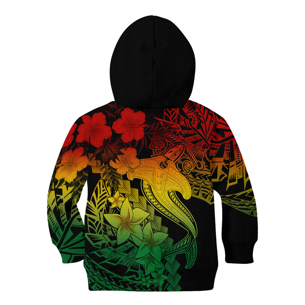 Aloha Hawaii Kid Hoodie Hammerhead Shark Tattoo Polynesian Summer - Reggae - Wonder Print Shop