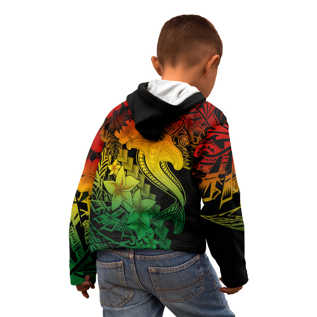 Aloha Hawaii Kid Hoodie Hammerhead Shark Tattoo Polynesian Summer - Reggae - Wonder Print Shop