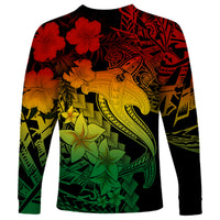 Aloha Hawaii Long Sleeve Shirt Hammerhead Shark Tattoo Polynesian Summer - Reggae - Wonder Print Shop