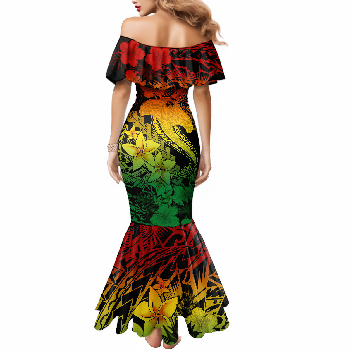 Aloha Hawaii Mermaid Dress Hammerhead Shark Tattoo Polynesian Summer - Reggae - Wonder Print Shop