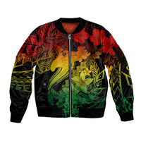 Aloha Hawaii Sleeve Zip Bomber Jacket Hammerhead Shark Tattoo Polynesian Summer - Reggae - Wonder Print Shop