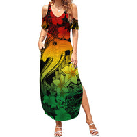 Aloha Hawaii Summer Maxi Dress Hammerhead Shark Tattoo Polynesian Summer - Reggae - Wonder Print Shop