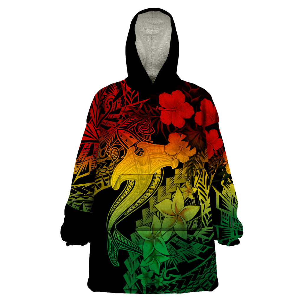 Aloha Hawaii Wearable Blanket Hoodie Hammerhead Shark Tattoo Polynesian Summer - Reggae - Wonder Print Shop
