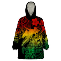 Aloha Hawaii Wearable Blanket Hoodie Hammerhead Shark Tattoo Polynesian Summer - Reggae - Wonder Print Shop