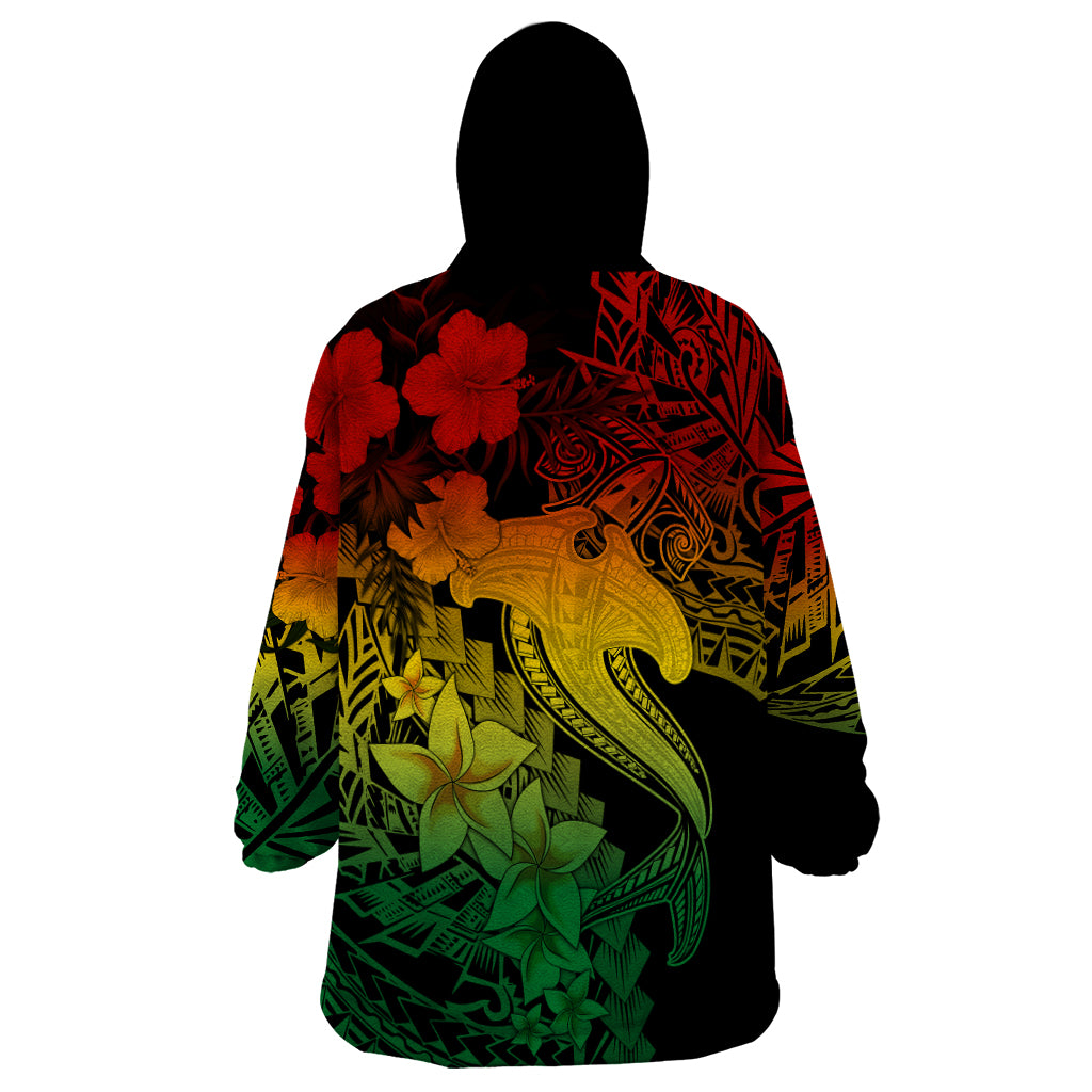 Aloha Hawaii Wearable Blanket Hoodie Hammerhead Shark Tattoo Polynesian Summer - Reggae - Wonder Print Shop