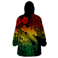 Aloha Hawaii Wearable Blanket Hoodie Hammerhead Shark Tattoo Polynesian Summer - Reggae - Wonder Print Shop