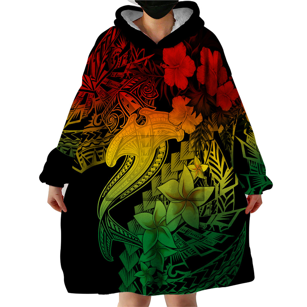 Aloha Hawaii Wearable Blanket Hoodie Hammerhead Shark Tattoo Polynesian Summer - Reggae - Wonder Print Shop
