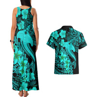 Aloha Hawaii Couples Matching Tank Maxi Dress And Hawaiian Shirt Hammerhead Shark Tattoo Polynesian Summer - Turquoise LT9 - Wonder Print Shop