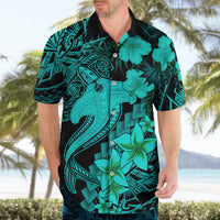 Aloha Hawaii Hawaiian Shirt Hammerhead Shark Tattoo Polynesian Summer - Turquoise - Wonder Print Shop