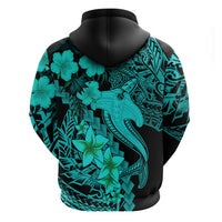 Aloha Hawaii Hoodie Hammerhead Shark Tattoo Polynesian Summer - Turquoise - Wonder Print Shop