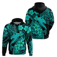 Aloha Hawaii Hoodie Hammerhead Shark Tattoo Polynesian Summer - Turquoise - Wonder Print Shop