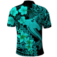 Aloha Hawaii Polo Shirt Hammerhead Shark Tattoo Polynesian Summer - Turquoise - Wonder Print Shop