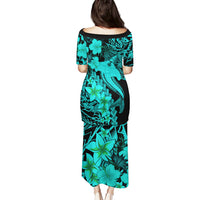 Aloha Hawaii Puletasi Hammerhead Shark Tattoo Polynesian Summer - Turquoise - Wonder Print Shop