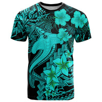 Aloha Hawaii T Shirt Hammerhead Shark Tattoo Polynesian Summer - Turquoise - Wonder Print Shop