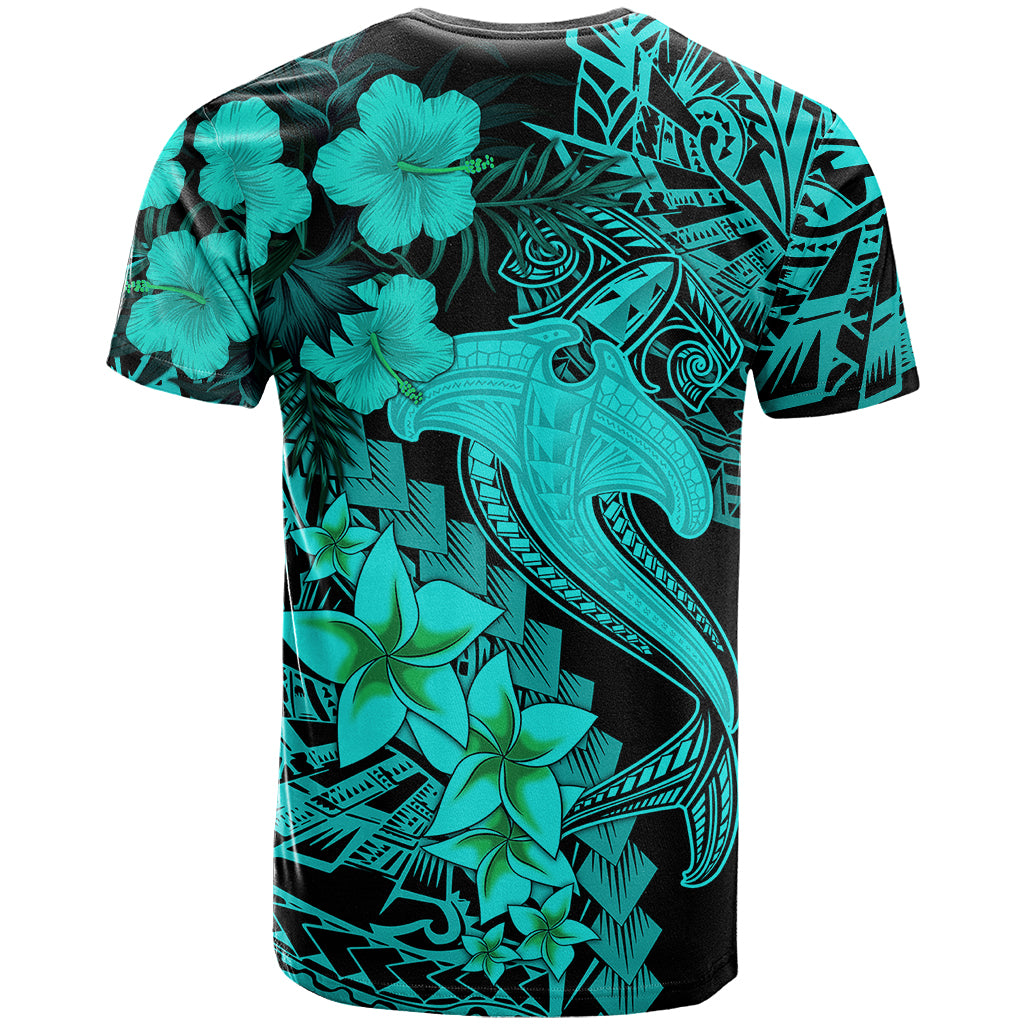 Aloha Hawaii T Shirt Hammerhead Shark Tattoo Polynesian Summer - Turquoise - Wonder Print Shop