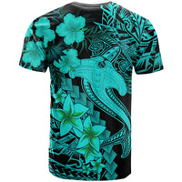 Aloha Hawaii T Shirt Hammerhead Shark Tattoo Polynesian Summer - Turquoise - Wonder Print Shop