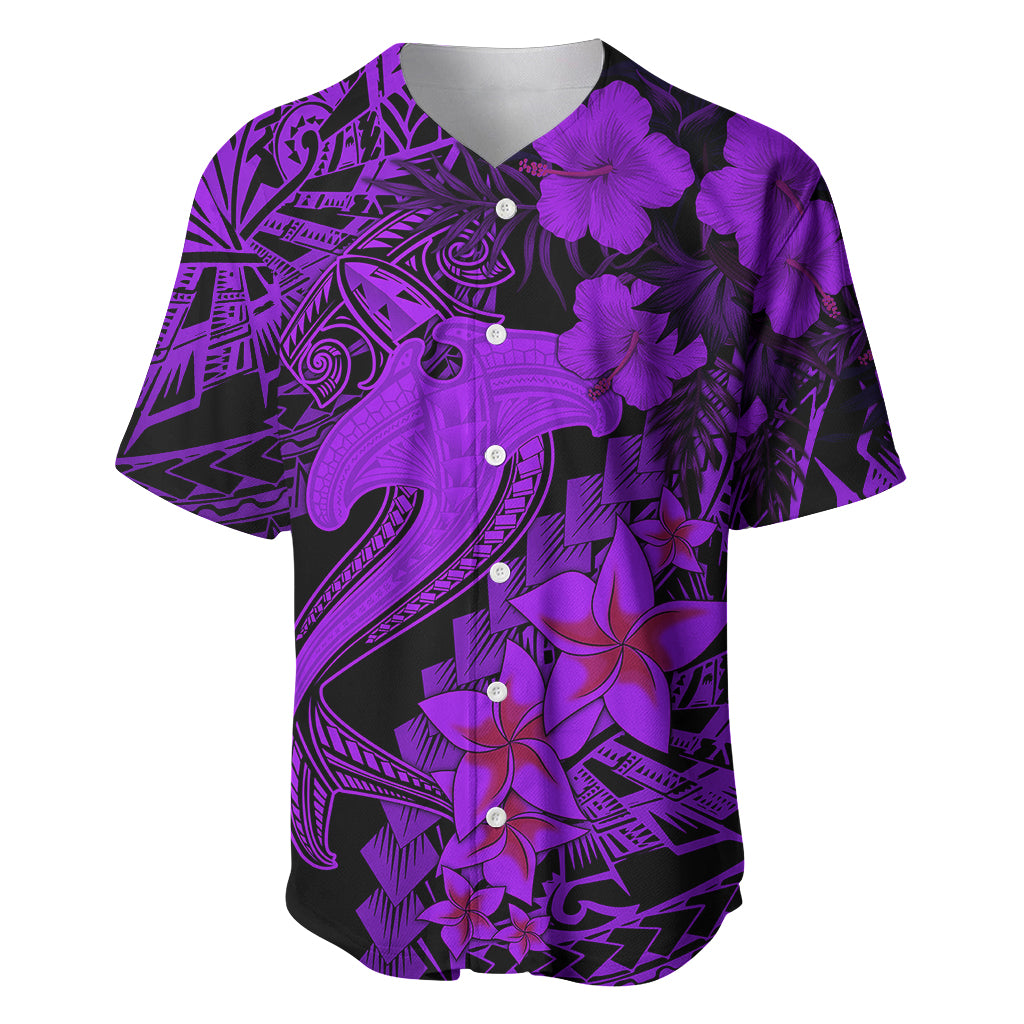 Aloha Hawaii Baseball Jersey Hammerhead Shark Tattoo Polynesian Summer - Violet LT9 - Wonder Print Shop
