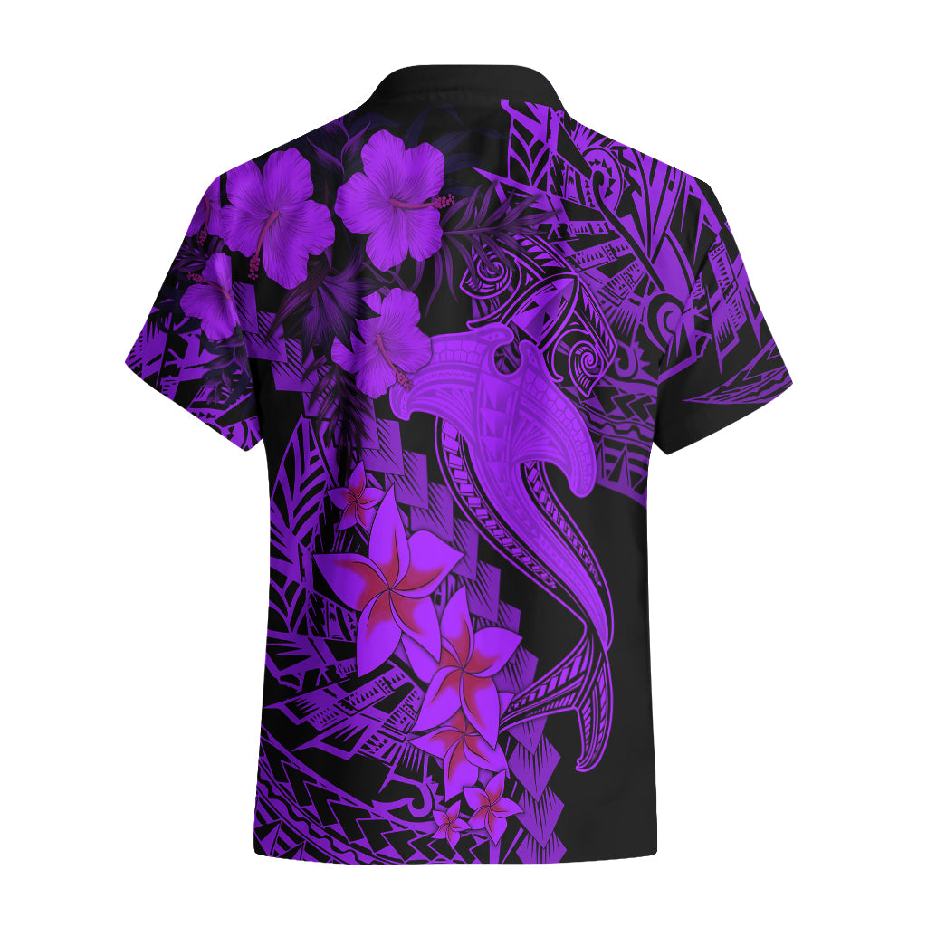 Aloha Hawaii Hawaiian Shirt Hammerhead Shark Tattoo Polynesian Summer - Violet - Wonder Print Shop