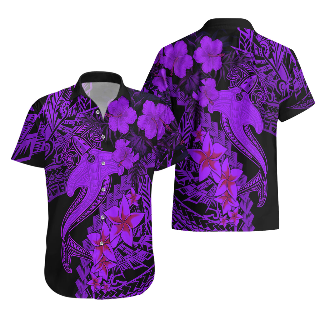 Aloha Hawaii Hawaiian Shirt Hammerhead Shark Tattoo Polynesian Summer - Violet - Wonder Print Shop