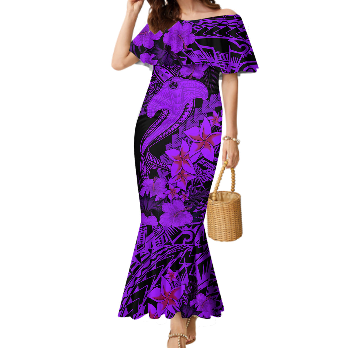 Aloha Hawaii Mermaid Dress Hammerhead Shark Tattoo Polynesian Summer - Violet - Wonder Print Shop