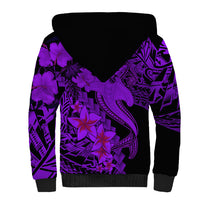 Aloha Hawaii Sherpa Hoodie Hammerhead Shark Tattoo Polynesian Summer - Violet - Wonder Print Shop