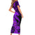 Aloha Hawaii Short Sleeve Bodycon Dress Hammerhead Shark Tattoo Polynesian Summer - Violet - Wonder Print Shop