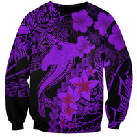 Aloha Hawaii Sweatshirt Hammerhead Shark Tattoo Polynesian Summer - Violet - Wonder Print Shop