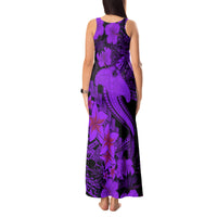 Aloha Hawaii Tank Maxi Dress Hammerhead Shark Tattoo Polynesian Summer - Violet - Wonder Print Shop
