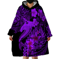 Aloha Hawaii Wearable Blanket Hoodie Hammerhead Shark Tattoo Polynesian Summer - Violet - Wonder Print Shop
