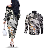 aloha-hawaii-couples-matching-off-the-shoulder-long-sleeve-dress-and-long-sleeve-button-shirts-hammerhead-shark-tattoo-polynesian-summer-white