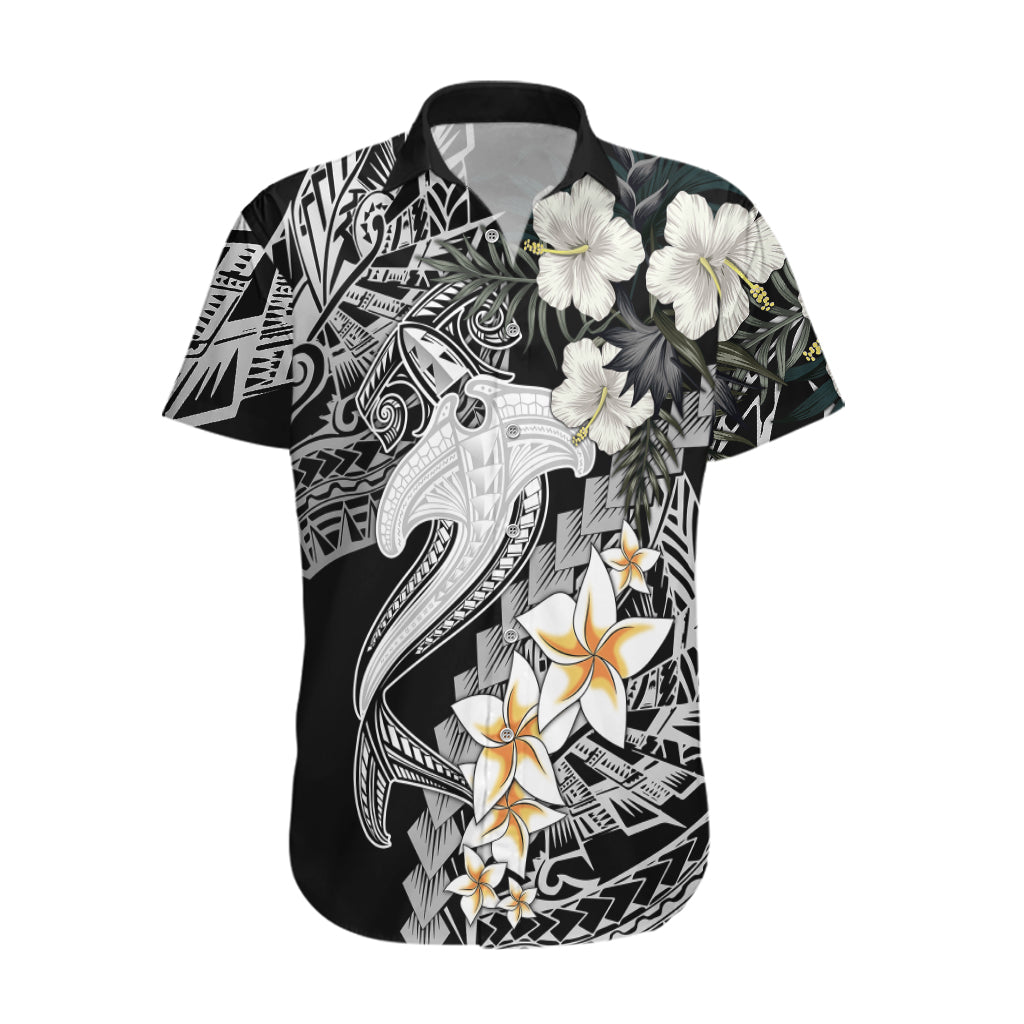 Aloha Hawaii Hawaiian Shirt Hammerhead Shark Tattoo Polynesian Summer - White - Wonder Print Shop