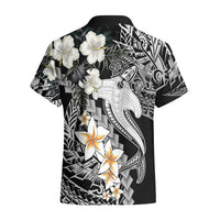Aloha Hawaii Hawaiian Shirt Hammerhead Shark Tattoo Polynesian Summer - White - Wonder Print Shop