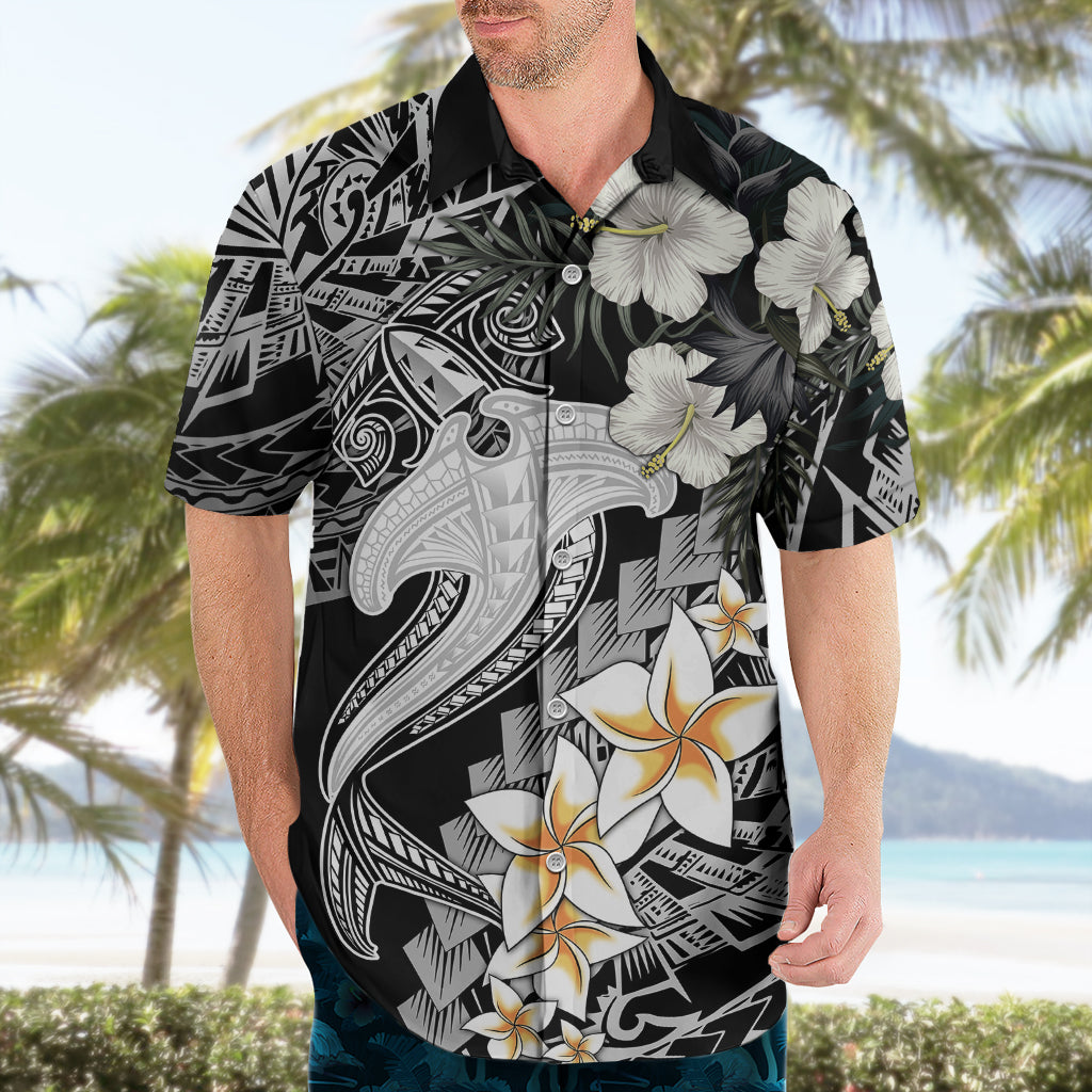 Aloha Hawaii Hawaiian Shirt Hammerhead Shark Tattoo Polynesian Summer - White - Wonder Print Shop