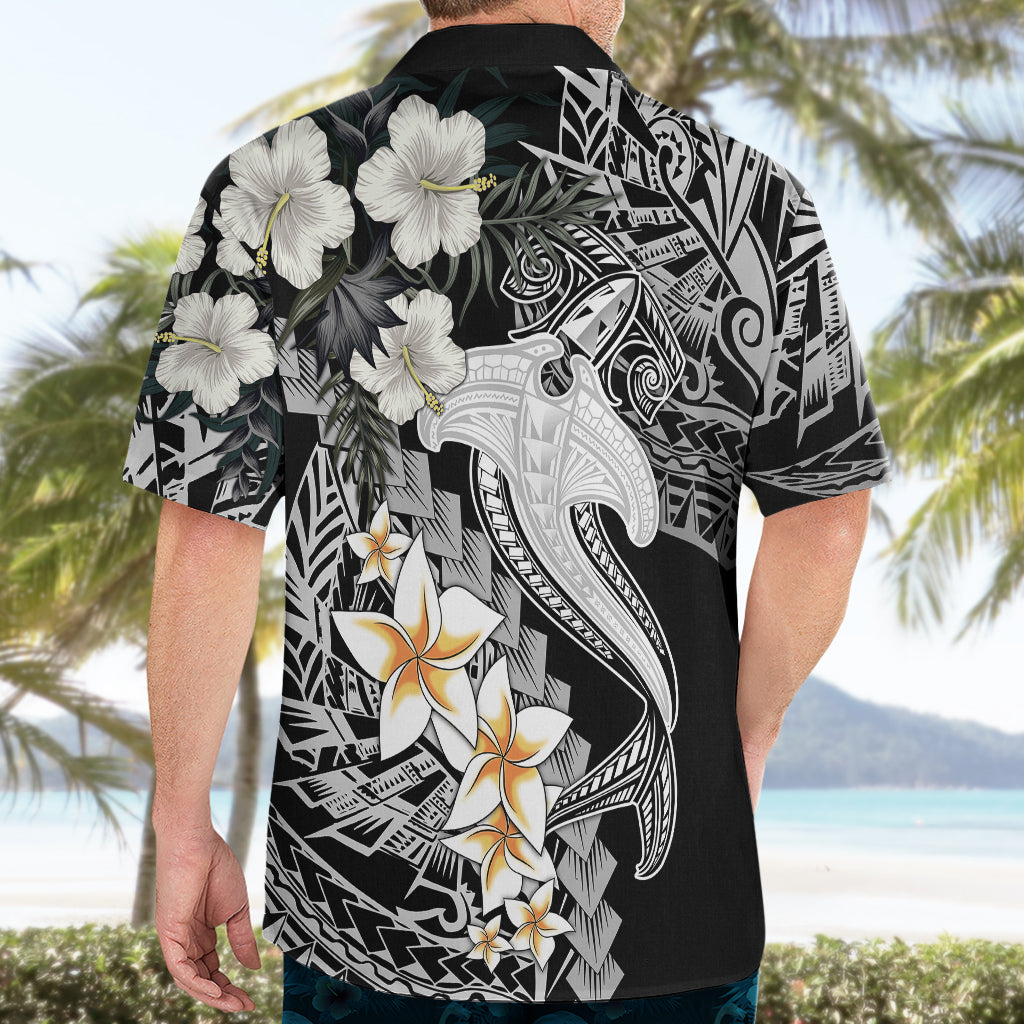 Aloha Hawaii Hawaiian Shirt Hammerhead Shark Tattoo Polynesian Summer - White - Wonder Print Shop