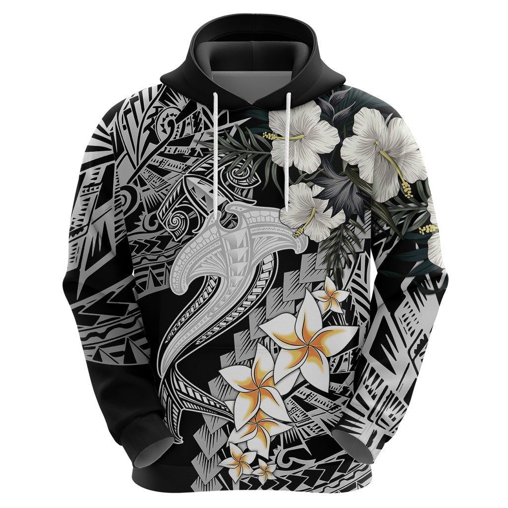 Aloha Hawaii Hoodie Hammerhead Shark Tattoo Polynesian Summer - White - Wonder Print Shop