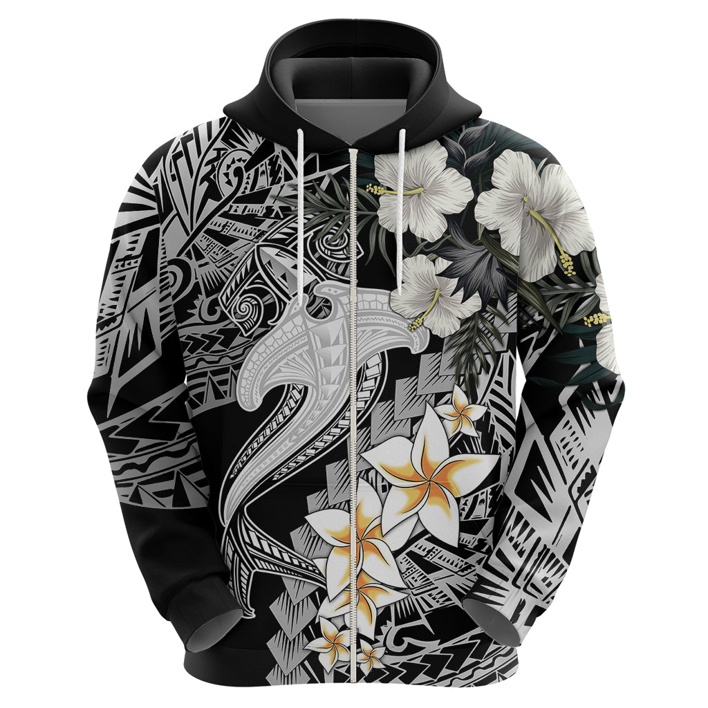 Aloha Hawaii Hoodie Hammerhead Shark Tattoo Polynesian Summer - White - Wonder Print Shop