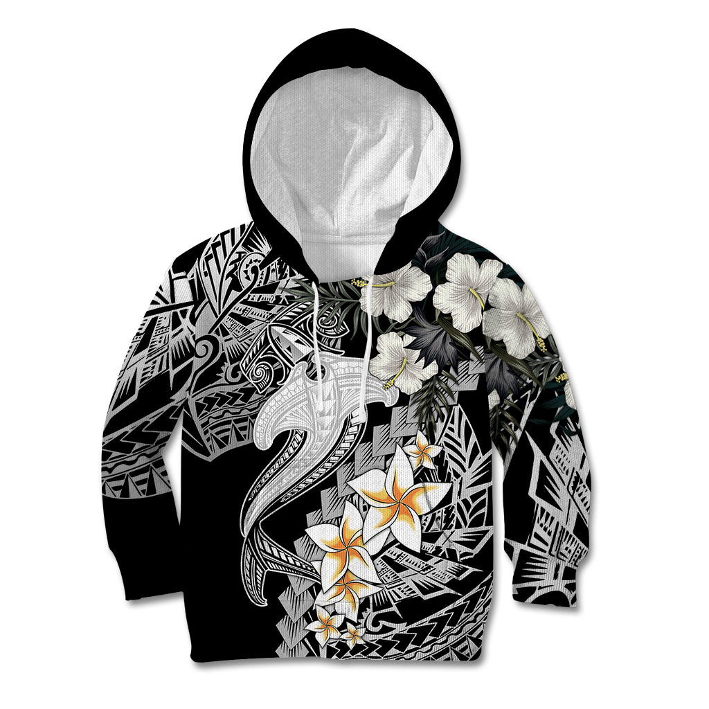 Aloha Hawaii Kid Hoodie Hammerhead Shark Tattoo Polynesian Summer - White - Wonder Print Shop