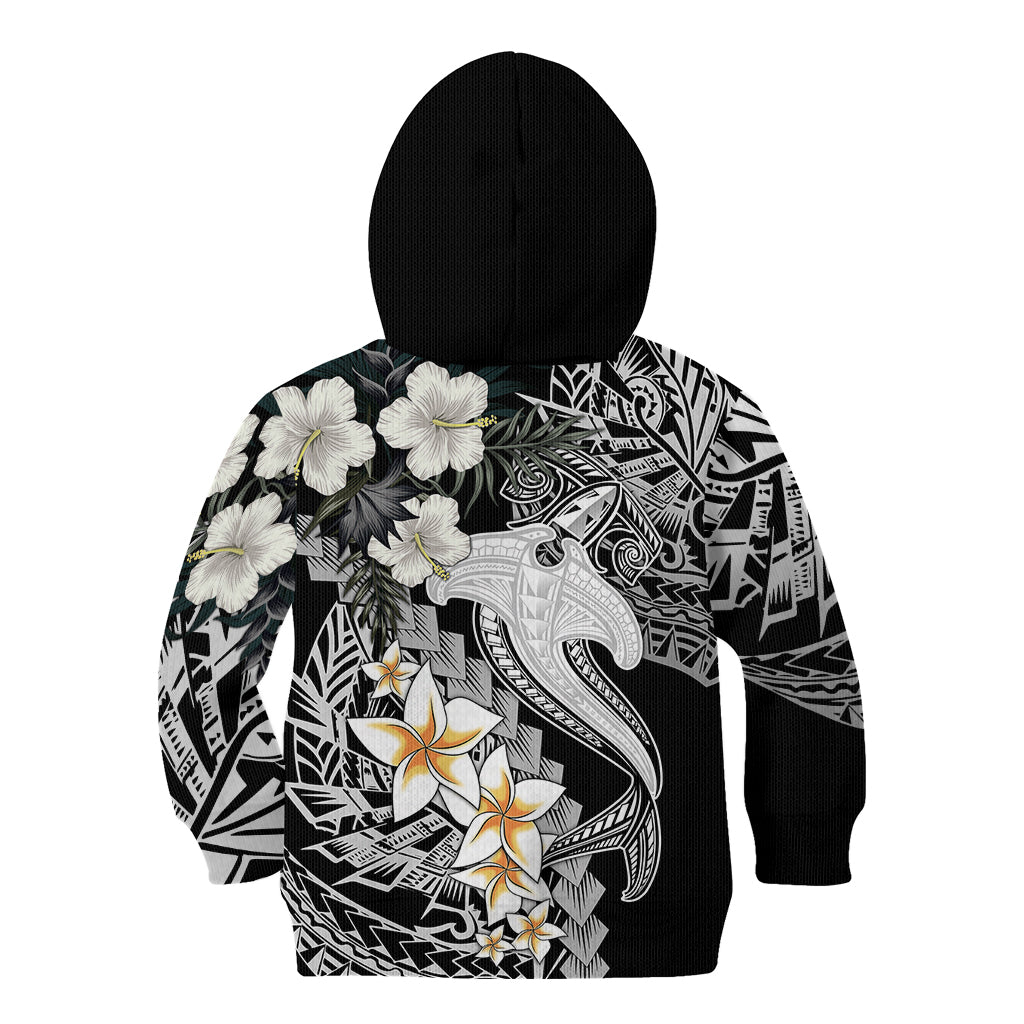 Aloha Hawaii Kid Hoodie Hammerhead Shark Tattoo Polynesian Summer - White - Wonder Print Shop