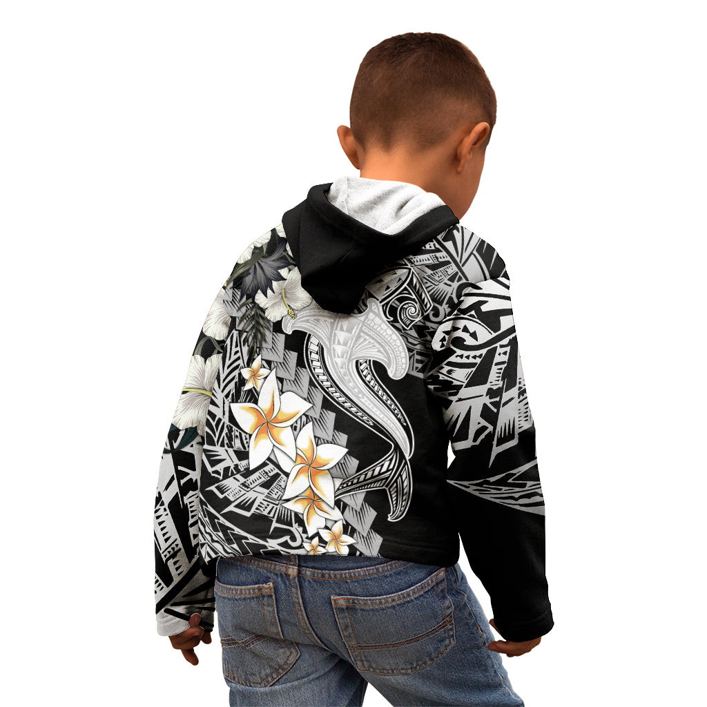 Aloha Hawaii Kid Hoodie Hammerhead Shark Tattoo Polynesian Summer - White - Wonder Print Shop