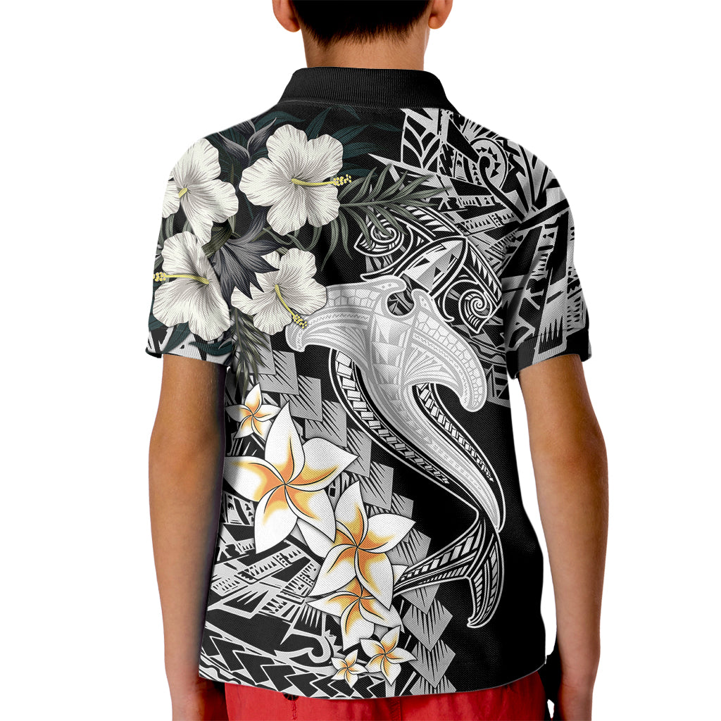 Aloha Hawaii Kid Polo Shirt Hammerhead Shark Tattoo Polynesian Summer - White - Wonder Print Shop