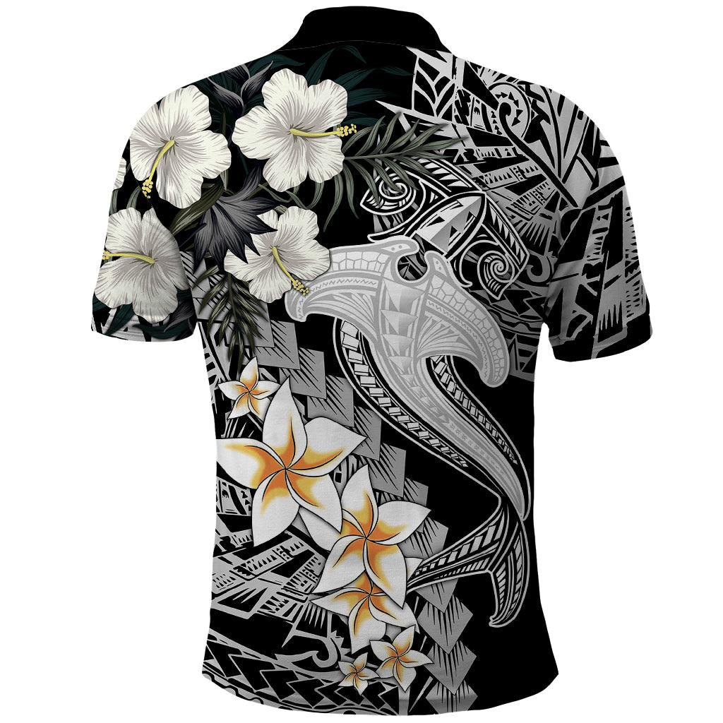 Aloha Hawaii Polo Shirt Hammerhead Shark Tattoo Polynesian Summer - White - Wonder Print Shop