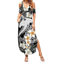Aloha Hawaii Summer Maxi Dress Hammerhead Shark Tattoo Polynesian Summer - White - Wonder Print Shop