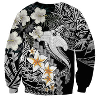 Aloha Hawaii Sweatshirt Hammerhead Shark Tattoo Polynesian Summer - White - Wonder Print Shop