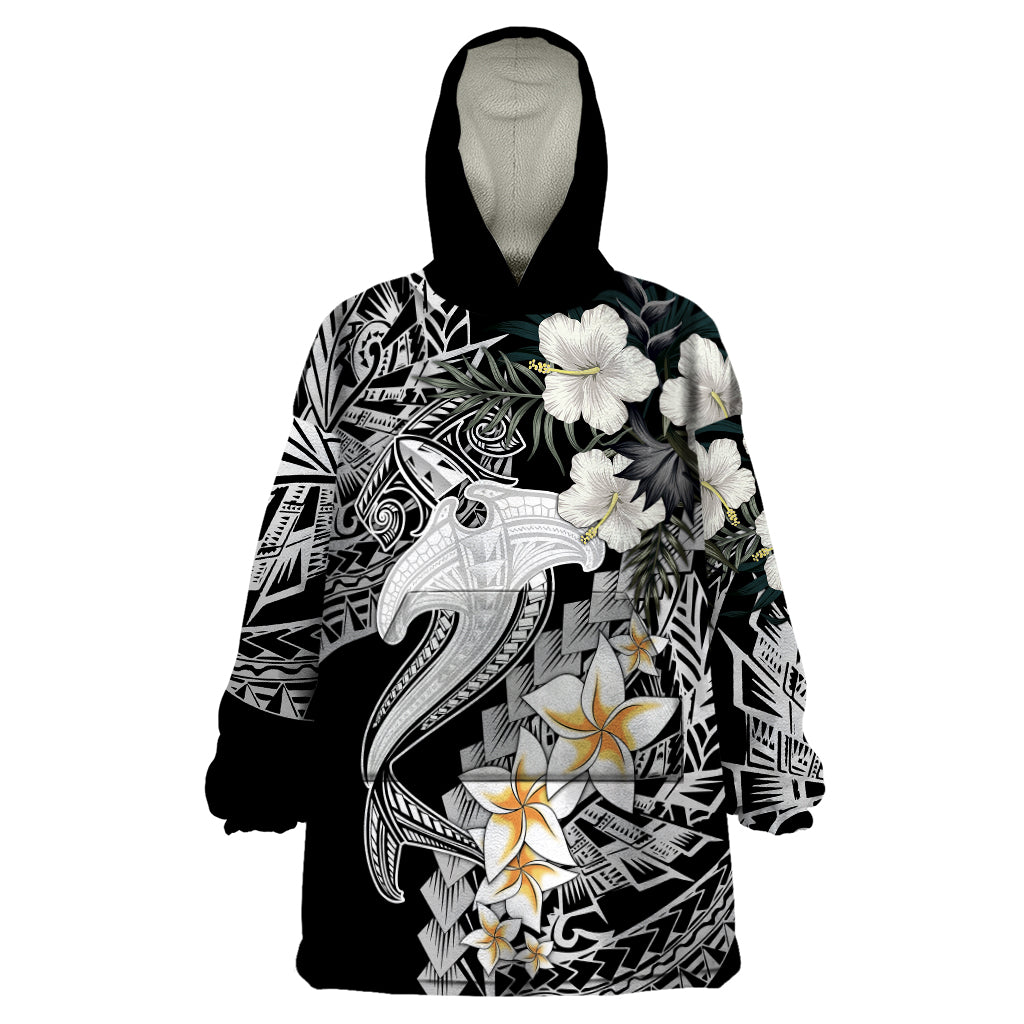 Aloha Hawaii Wearable Blanket Hoodie Hammerhead Shark Tattoo Polynesian Summer - White - Wonder Print Shop