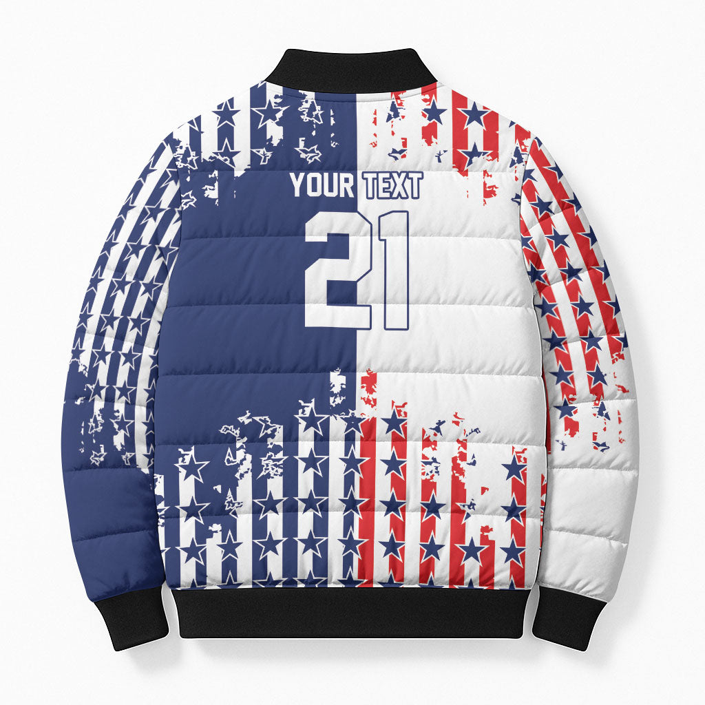 2026 Rugby Nations Series Custom United States Bomber Puffer Jacket Red Star And Stripes Pattern