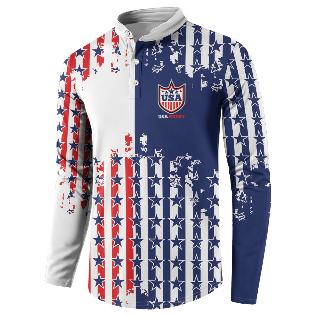2026 Rugby Nations Series Custom United States Button Sweatshirt Red Star And Stripes Pattern