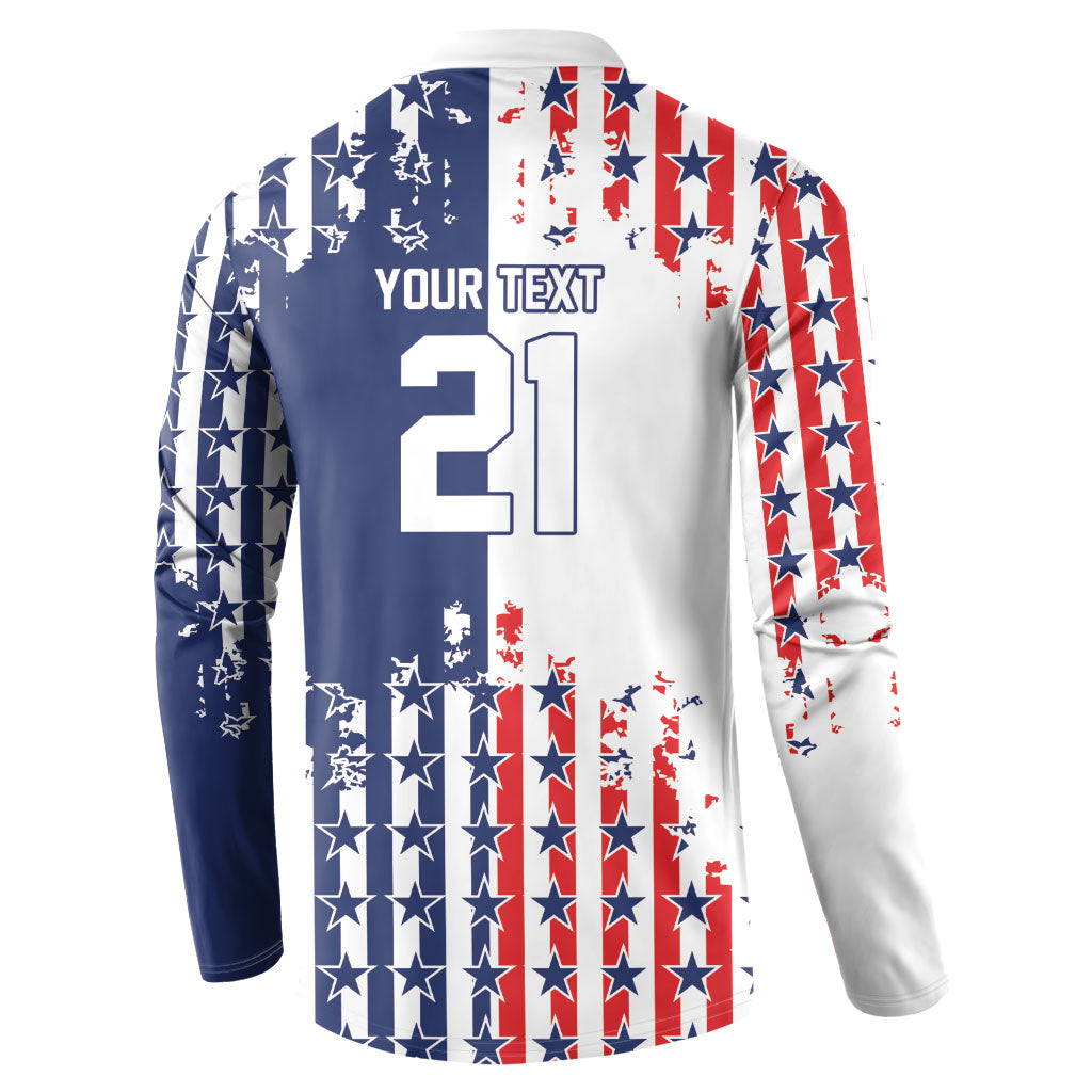 2026 Rugby Nations Series Custom United States Button Sweatshirt Red Star And Stripes Pattern