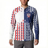 2026 Rugby Nations Series Custom United States Button Sweatshirt Red Star And Stripes Pattern