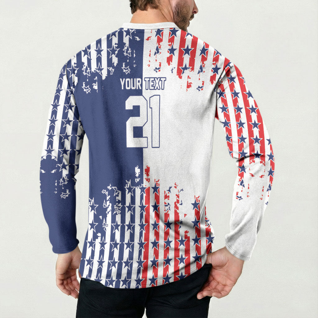 2026 Rugby Nations Series Custom United States Button Sweatshirt Red Star And Stripes Pattern