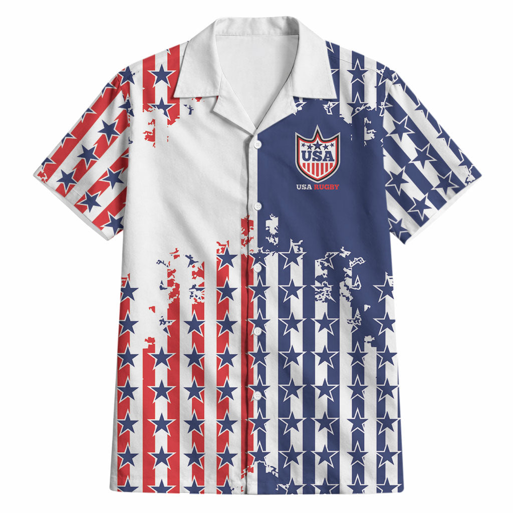 2026 Rugby Nations Series Custom United States Hawaiian Shirt Red Star And Stripes Pattern